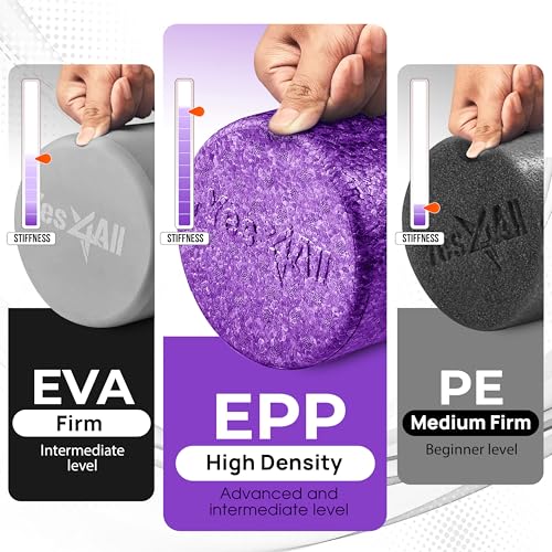 Yes4All High-Density EPP Round Back Roller Foam, Exercise Foam Roller for Yoga, & Pilates, Multiple Sizes and Colours, Purple - 24 inches - color: Purple, size: 24-inch (Pack of 1)