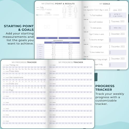 Clever Fox Fitness & Food Journal – Nutrition & Workout Planner for Women & Men – Diet & Gym Exercise Log Book with Calendars, Diet & Training Trackers - Undated, A5 Size, Hardcover (Dark Teal) - color: Dark Teal, size: A5 (5.8'' x 8.3'')