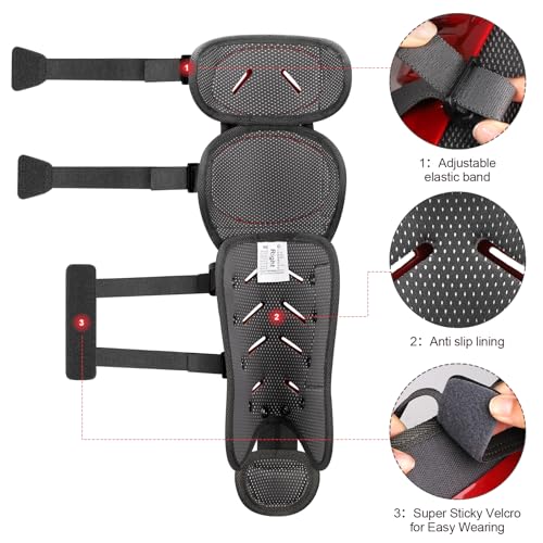 Baseball Softball Catcher Leg Guards Shin Guards for Youth Adult - size: 12"-Youth Red