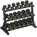 HANDBODE Dumbbell Set with 3-Tier Rack, 390-790 lb | Heavy Duty Weight Stand for Dumbbells, Space-Saving Metal Storage Organizer, Sturdy Dumbbell Holder for Home Gym - style: 600 lb Set (10-65 lb) *2 & Rack