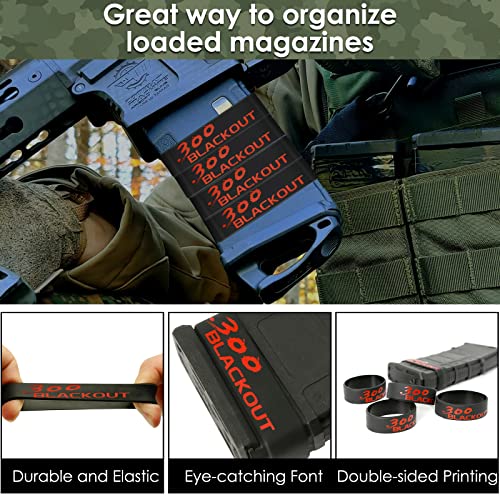 Aolamegs 5/10 Pack Magazine Bands - 5.56 Nato, 300 Blackout, 300 Subsonic, .223 Remington, .308 Winchester, 7.62x39 Magazine Marking Band, Durable Silicone Ammo Caliber Bands for Magazine Identification (2 Colors) - color: 300blk-blackred(5pcs)