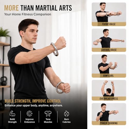 ZooBoo 2pcs Wing Chun Stainless Weighted Steel Training Rings | Pair Of Stainless Steel Rings, Yeung Sau Training, Sticky Hands Practice, Wing Chun, Wing Tsun, Siu Lim Tao, Grip Strength - size: Diameter 7.5 CM (2.95 inches)