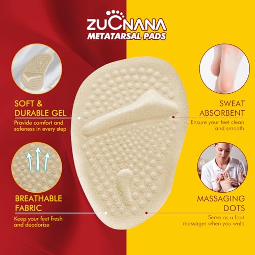 ZUCNANA Ball of Foot Cushions, Metatarsal Pads Women, Non Slip Heel Pads for Women Shoes Too Big (4 Pairs), Shoe Cushions Heel Grips Liner Prevent Blisters & Slipping (Beige+Black) - color: Beige+black