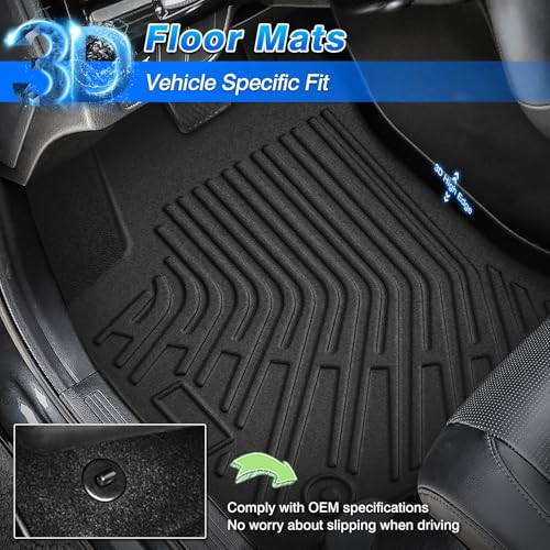 Cartist Floor Mats Fit for Jeep Compass 2017-2024 2025, All Weather Floor Mats for Compass Accessories, Front & 2nd Row TPE Waterproof - size: 2)Jeep Compass【2017-2025】