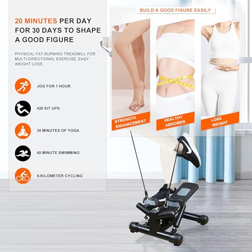 Exercise Stepper with Resistance Bands & Digital Monitor Stair Exercise,Twist Mini Steppers with Max 330LBS Loading Bearing Portable Home Exercise Equipment