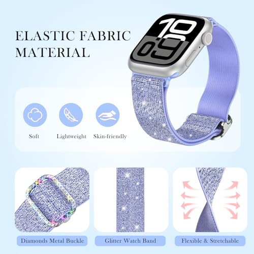 LETOID Stretchy Bands for Apple Watch Band Women Men Adjustable Solo Loop | Skin-Friendly Elastic Nylon Replacement Strap, iWatch Series 11 10 9 8 7 6 5 4 3 2 1 SE Ultra 49 46 45 44 42 41 40 38mm - color: 3-Pack: Purple / Pink / Teal, size: 38mm/40mm/41mm