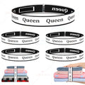 4Pcs Bed Sheet Organizer Bands Sheets Labels for Bedding ，Sheet Size Bands Linen Closet Storage Sheet Set Organizer Sheet Keeper Band (Queen) - size: 4Pcs-Queen