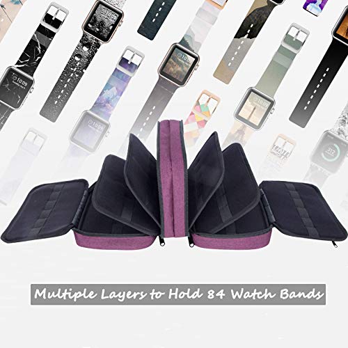 PACMAXI 84 Watch Bands Storage Carrying Case Compatible with Watches | Expandable Watch Band Holder Fit for Most Sizes of Watch Straps, Organizer for Watch Bands Accessories, Bag Only,Purple - color: Purple