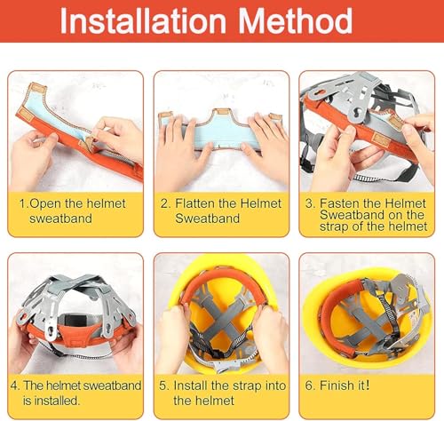 10Pcs Hard Hat Sweatband Washable Cotton Hardhat Liner Reusable Hardhat Accessories Air Cushion Sweatband - color: orange 10pcs
