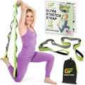 Gradient Fitness Stretching Strap for Physical Therapy, 12 Multi-Loop Stretch Strap 1.5" W x 8' L, Neoprene Handles, Physical Therapy Equipment, Yoga Straps for Stretching, Leg Stretcher. - color: Green/Grey