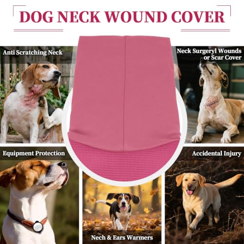 ROZKITCH Dog Anxiety Calming Hoodie, Soft Neck Wound Cover with Long Turtleneck, Breathable Anti-Anxiety Vest for Vet Visits with Adjustable Fit Rosered M - color: RoseRed, size: M