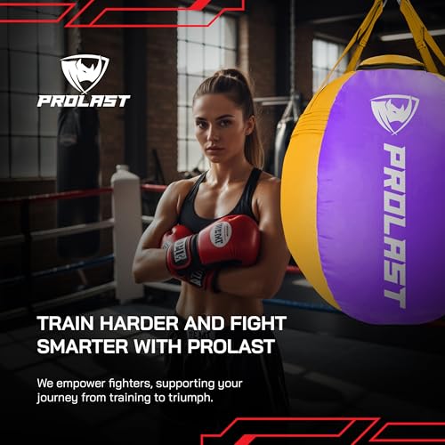Wrecking Ball Heavy Boxing Punching Bag for Women, Hook and Uppercut, Body Snatcher, MMA, Muay Thai, Strength Training Equipment - color: Purple / Yellow, size: Unfilled