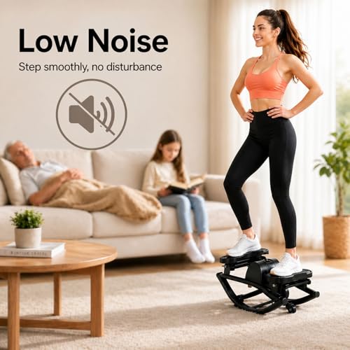 Rock Stepper Side to Side Portable Lateral Rocking Stepper with Digital Display and Non-Slip Mat Mini Steppers for Exercise at Home - color: Pink