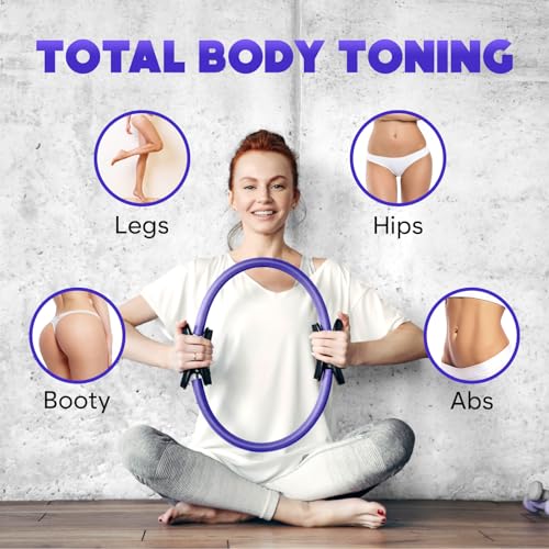 Pilates Ring and Ball Set, at Home Pilates Kit with 14" Exercise Ring, Mini Ball