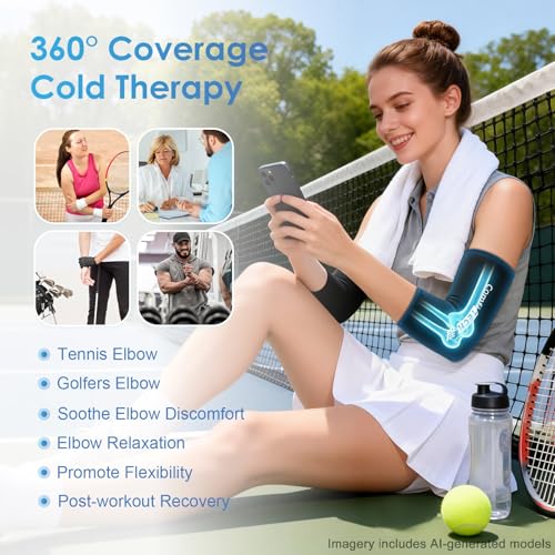 ComfiTECH Tennis Elbow Ice Pack Wraps, Flexible Arm Gel Cold Sleeve, L, 2P | Golfers Ice Arm Brace for Forearm & Calf Discomfort, Reusable Gel Cold Compression Sleeve for Pitchers, Arthritis & Muscle - size: Large