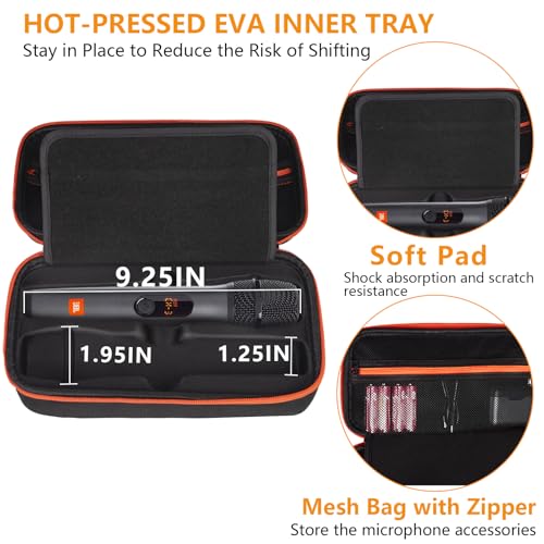 Wireless Microphone Case Compatible with JBL Wireless Two Microphone System, Dual Wireless Microphone Case for Party Box, Singing Karaoke for JBL Mic, Receiver, Adapter, AA Batteries-Orange (Box Only) - color: Organge