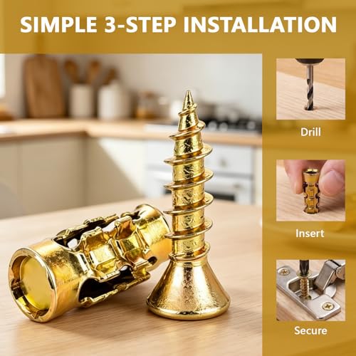 6×14mm Short Expansion Screw Set for Cabinet Hinge Repair & Stripped Thread Restoration, 100 pcs Secure Cabinet Door Fastening (100PCS)