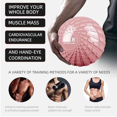 Medicine Ball 8, 10 lbs Slam Ball Weighted Balls for Exercise Strength and Crossfit Workout - color: Dynamic Pink, size: 10 LB
