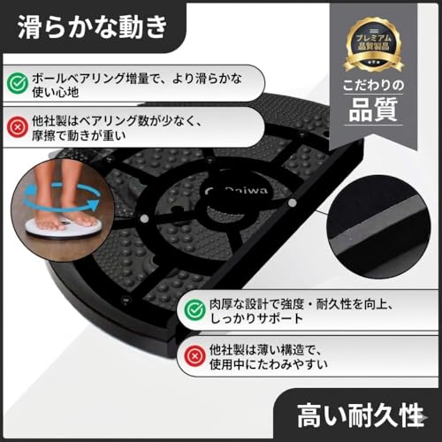 Figure Trimmer Ab Twister Board for Exercise Waist Twisting Disc Acupressure Nodes - color: Black