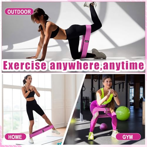 Seenelling 36 Pcs Fabric Resistance Bands for Working Out Non Slip Stretch Exercise Bands Bulk for Women Men Home Gym, Pilates, Yoga, Booty, Leg Training - color: Rose Pink, style: Heavy Resistance