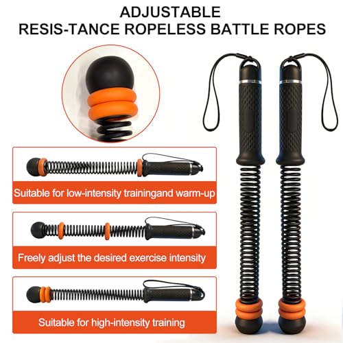 Ropeless Battle Ropes for Men & Women | Adjustable Weight, Home Gym, Portable Cordless, Strength Building, HIIT and Low-Impact Aerobic Training