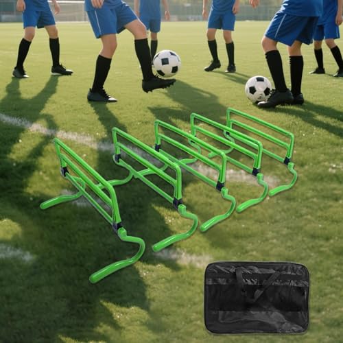 5X Agility Hurdles Obstacles Improves Strength Adjustable Speed Hurdles for Soccer Athletes Basketball Running Indoor Outdoor - color: Green
