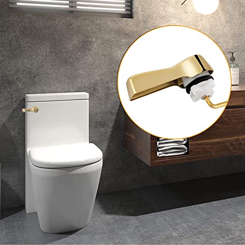 Hibbent Universal Metal Front Mount Toilet Handle Replacement Kit | Shinny Gold Solid Brass Toilet Flush Tank Lever, Stainless Steel Flapper Chains for Most Toilet Tanks - color: Polished Brass, style: Upgraded Front Mount