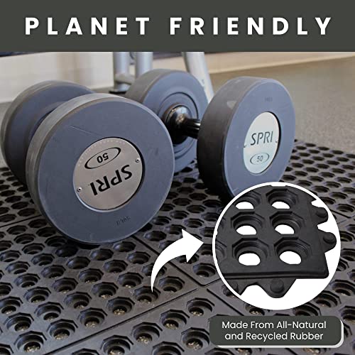 Envelor Interlocking Rubber Floor Tiles with Drainage Holes Anti Fatigue Garage Floor Mat Non Slip Wet Area Mat for Bar, Kitchen, Restaurant, Outdoor, Modular Snap Together 4-Pack, 36 x 36 inches