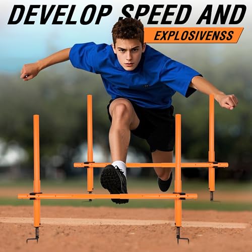 Hikeen Telescopic Length Soccer Poles Fixed & Collapsible Options Agility Training Hurdles and Football Obstacle for Teenager Soccer Training Outdoor Sports Speed Training Equipment - size: Short-42.5", style: 6 rods