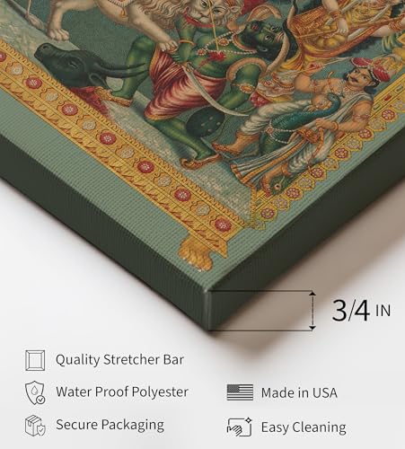 Monem Art Shri Shri Durga Canvas - Retro Goddess Durga Print - Hinduism Art - Mythology Art - Gift for Men & Women - Wall Decor for Living Room, Bedroom or Office - Available in 8x10 to 30x40 - color: Style-02
