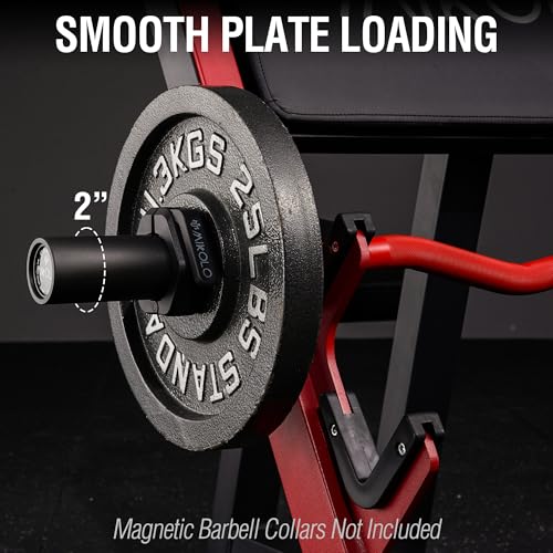 Mikolo EZ Curl Bar, 2 Inch Olympic Curl Bar for Biceps and Triceps, 47” Curling Bar with Knurled Grip, 700LB Barbell Bar with Multi-Angle Wrist-Friendly Design - color: Red - EZ Curl Bar - Bar Only