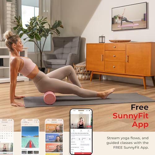 Sunny Health & Fitness High-Density Foam Roller 12" to 36", for Stretching & Muscle Recovery – Black, Blue, Pink - color: Pink, size: 36-Inch