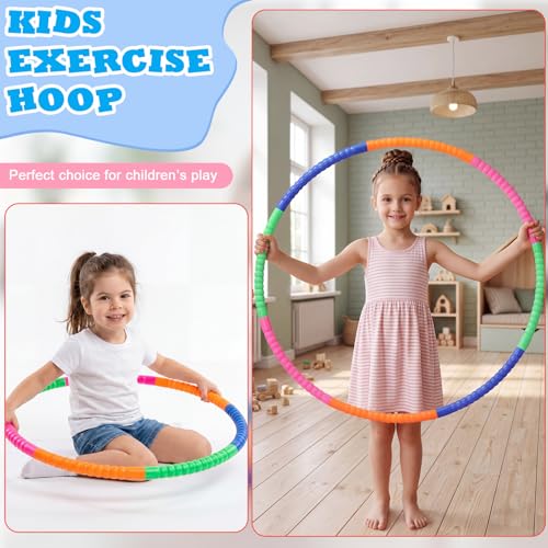 Vinsot Detachable Plastic Hoops for Kids, Adjustable Exercise Hoops Equipment for Sports, Dance, Outdoor Games, Parties and Pet Training - color: Tropical Bright Mix