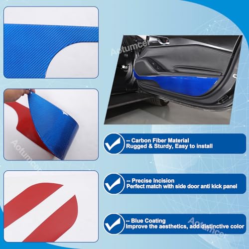 Soft Carbon Fiber Car Door Anti Kick Pad Trim Cover Compatible with Mazda MX-5 Miata 2016-2025+, Door Protector Mat Anti Dirty Anti Collision Stickers Interior Accessories (Blue) - color: Blue
