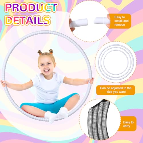 Shappy 6 Pcs Exercise Hoop Detachable Adjustable Plastic Toy Playground Toys Colored Hoop Circles for Teens Games Gymnastics Dog Agility Equipment Party Decor - color: White, size: 20 Inch