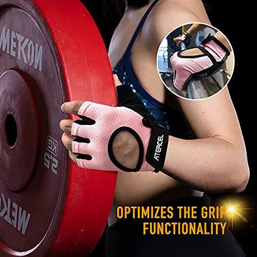ATERCEL Weight Lifting Gloves Full Palm Protection, Workout Gloves for Gym, Cycling, Exercise, Breathable, Super Lightweight for Mens and Women - color: Pink, size: X-Large