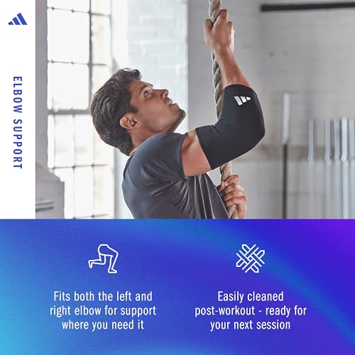 adidas Elbow Support Sleeve - Seamless and Smooth Elbow Support for Training, Competitions, and General Fitness - Ergonomic Design, Nylon Trim - Durable & Breathable - Black (Red Logo), X-Large - size: X-Large, style: adidas Elbow Support