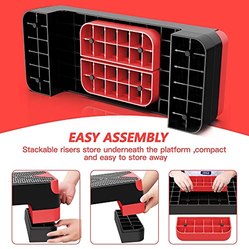 GYMMAGE Aerobic Exercise Step, Adjustable Height, | Aerobic Workout Step Platform for Exercise, 26.5" Step Deck with Adjustable Height, Women Home Gym Cardio Fitness - color: Red