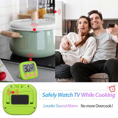 Weewooday 24 Pcs Small Digital Kitchen Timer Magnetic Back and Switch Minute Second Count up Countdown Big LCD Display Loud Alarm for Teacher Cooking Baking (Blue,Green) - color: Blue, Green