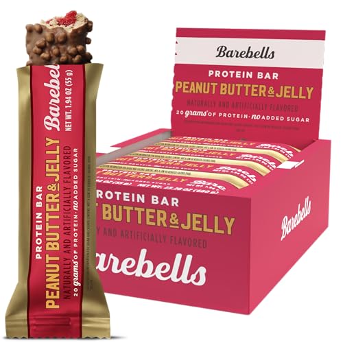 Barebells Protein Bar Peanut Butter & Jelly – 12 Count, 20g Protein, 0g added sugar, High Protein Snack, Soft Texture – 1.94 oz (55g) - size: 12 Count (Pack of 1)