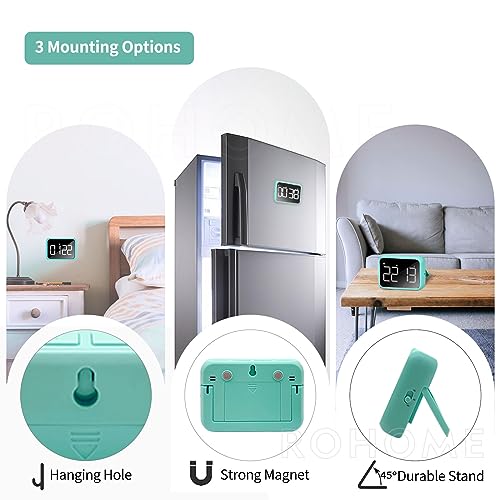 Digital Large Display Visual Timer Stopwatch for Kitchen Teacher School Classroom Cooking, Night Light Magnetic Bathroom Makeup Mirror LED Stop Clock Timer, 99 Minutes Countdown, Loud/Silent (Green) - color: Green