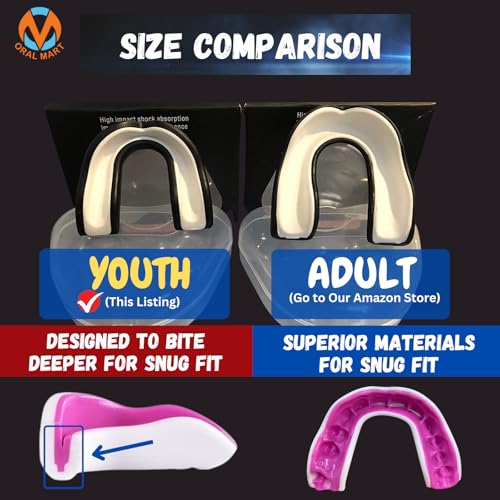 Oral Mart Youth Sports Mouth Guard for Kids (USA Flag, Fangs, 20+ Colors to Choose from) Mouthguard for Football, MMA, Karate, Boxing, Rugby, BJJ, Flag Football – /w Case (Youth, Strapless) - color: Ninja