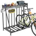 4 Bike Stand Steady Bike Rack Garage with Baskets Storage Indoor Bike Storage Rack Metal Floor Bicycle Station for Parking Suitable for Mountain, Hybrid, Adult and Kids Bikes - style: 4 Bike Stand
