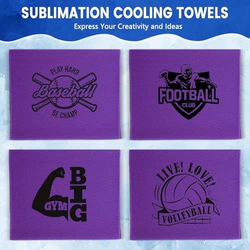 Hosuly 100 Pack Cooling Towels, 40"x12" Cooling Towels for Neck and Face Breathable Soft Chilly Sweat Rag Microfiber Sport Rags for Gym Yoga Golf Running - color: Purple