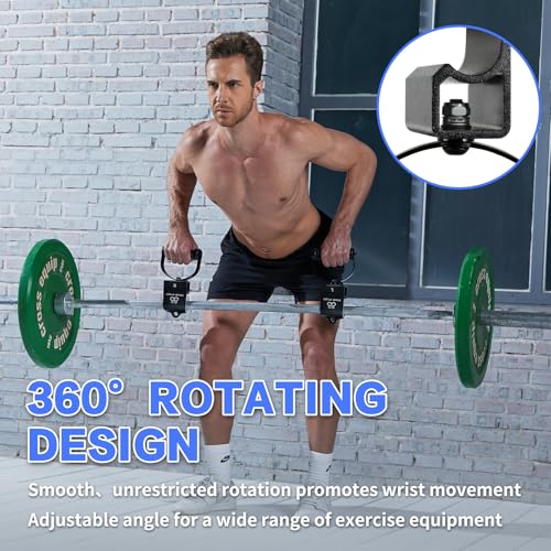 HXD-ERGO Rotating Pull-Up Handles-Ergonomic Exercise Handle for LAT Pulldown Attachments/Seated Rows/Barbell Handles -Quick Attachment to Bar for Strength Training Workout - color: Black
