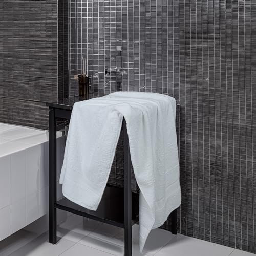Commercial Bulk Pack of 12 Small Bath Towels – 100% Cotton Terry 24" x 46" – Ideal for Hotels, Salons, Gyms, Spas & Institutional Use – White - color: White, size: 24"x46" - PK 12