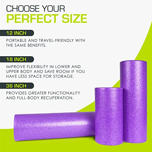 ProsourceFit High Density Foam Rollers 36 - inches long,Firm Full Body Athletic Massage Tool for Back Stretching, Yoga, Pilates, Post Workout Muscle Recuperation, Purple - color: Purple, size: 36"H x 6"D