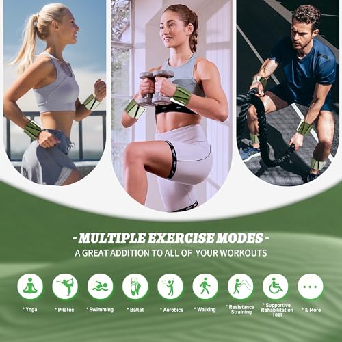 BECOJADDE Ankle Weights for Women Wrist Weights Set of 2 (1 lb/2 lb Each) Adjustable Arm Leg Weight for Womens Men Suitable for Walking Swimming Running Pilates Yoga Gym - color: Gradient Green, size: 4lb Pair (2lb Each)