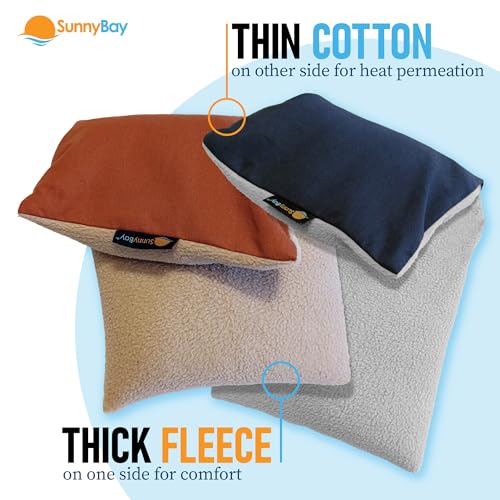 SunnyBay Small Microwave Heating Pad, Microwavable Versatile Cold/Heated Neck and Shoulder Wrap for Back Pain and More, Moist Heat Cotton-Fleece Pad, 6x11 Inches, Navy Blue and Persimmon, Pack of 2 - color: Pack of 2 - Navy Blue and Persimmon