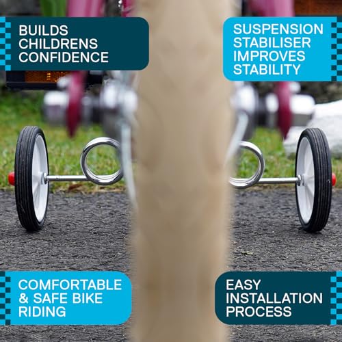 WELDTITE Essentials Adie Ez Trainer Suspension Stabilisers for Children's Bikes, Compatible with 12", 14" & 16" Wheels - White (1 Pair)